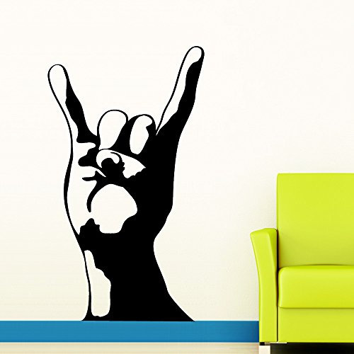 Wandtattoo Loft „ Mano cornuta -Rock 'n' Roll“ - Wandtattoo / 49 Farben / 4 Größen/Enzian / 35 x 61 cm