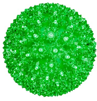Novelty Lights LED 7.5in 100 Light Starlight Sphere, Green, Large Ornament Ball Light, 5ft Hanging Cord with S Hook, 12ft Power Cord with Stackable Plug, Commercial Grade