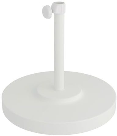 California Umbrella 50 lbs. Round Concrete Weighted Powdercoated Steel Umbrella Base, White Frame
