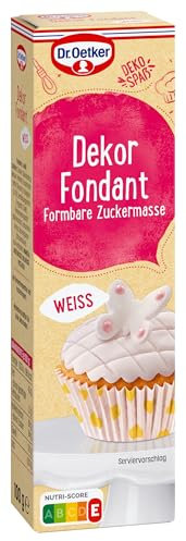 Dr. Oetker Dekor Fondant Weiß, 10 x 100 g, Topping für Kuchen & Torten, formbare Zuckermasse zum kreativen Dekorieren, ohne Backen, sofort gebrauchsfähig, vegan