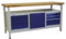 ADB Werkbank Werktisch Werkstatt Arbeitstisch Werkzeugtisch 1700x600x840 mm Werkstatteinrichtung Zubehör Werkstatt ohne Rollen mit Schubladen