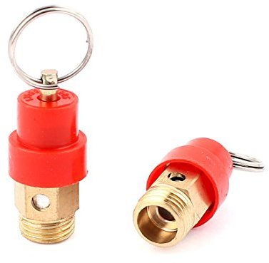 sourcing map Sicherheitsventil Druckluftkompressor-Druckbegrenzungsventil, 1/4 BSP-Außengewinde, Red Hat, 2Packung