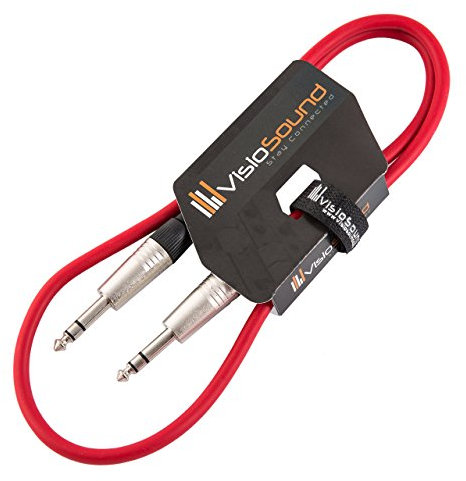 VisioSound 6.35mm 1/4 Stereo TRS Jack to TRS Jack Lead/Balanced Signal Audio Patch Cable 1m Red