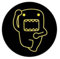 Domo-Kun, Domo, 1.25” X 1.25”, Officially Licensed - Button Schaltfläche- Yellow Neon Color Outline Kids TV Show Series Button Schaltfläche