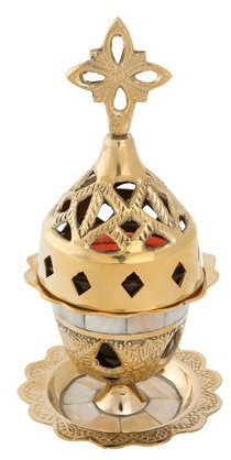 Griechisch Christian Orthodoxe Bronze Öl Lampe mit Ivory – Mop flammig