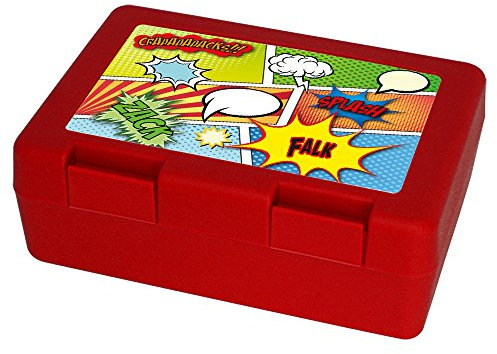 Eurofoto Brotdose mit Namen Falk und buntem Comic-Motiv für Jungs - Brotbox - Vesperdose - Vesperbox - Brotzeitdose mit Vornamen
