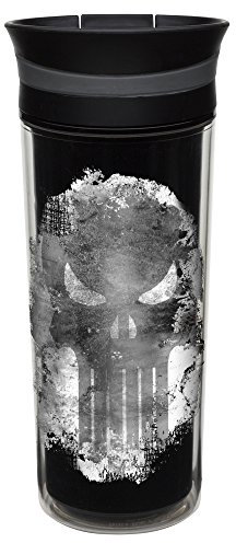 Zak Designs Marvel Live Isolierbecher Travel, 420 ml, Edelstahl, Punisher-Logo, Offizielles Lizenzprodukt