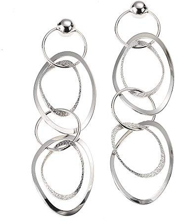 Zeeme Silber Damen Ohrringe 925/- Sterling Silber 6cm Matt/Glanz weiß 213220051