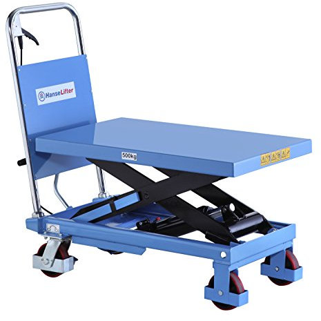 HanseLifter SPA500 Mobiler Hubtisch mit 500kg Tragfähigkeit und 900mm Hubhöhe, Lichtblau