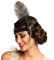 Boland 00620 - Stirnband Flapper, schwarz, Pailletten, Gummiband, Feder, weiße Perlen, Charleston, 20er Jahre, Chique, Karneval, Halloween, Fasching, Mottoparty, Verkleidung, Theater