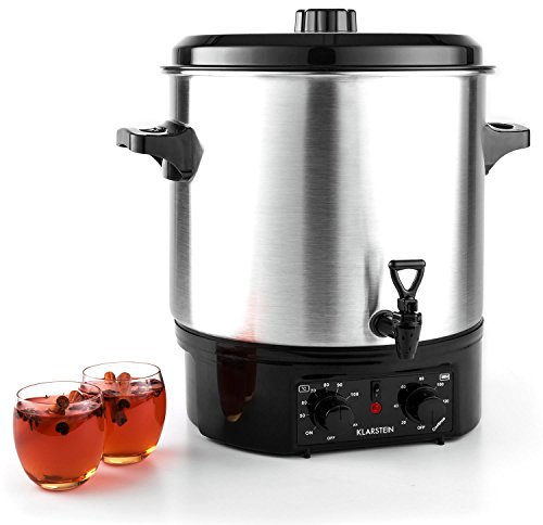 Klarstein Biggie - apparecchio infusore , pentola da sciroppo , pentola da conserva , apparecchio per il vin brulé , elettrico , Capacità: 27 l , 2 w , manici termicamente isolati , argento