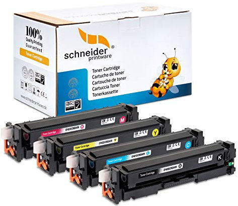 4 Schneider Printware wiederaufbereiteter Toner | 50% höhere Reichweite | für HP 201X für HP Color Laserjet Pro 200 M252n, M252dw Pro MFP M277dw M277n M274n CF400X CF401X CF402X CF403X