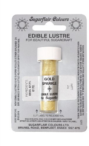 Sugarflair GOLD SPARKLE Edible Lustre Dust Powder - Cake Decorating Shimmer - Add a Shimmering Sheen to Cake Decorations, Bakes, Icing, Pastes & Chocolate 2g