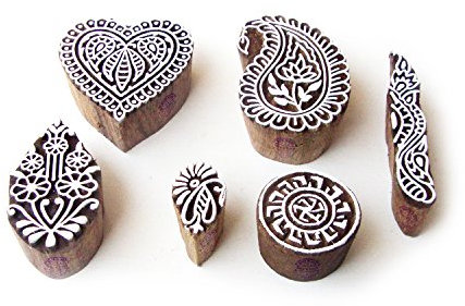 Royal Kraft Herz und Paisley Indisch Muster Hölzern Blöcke Stempel (Set von 6) Htag0701