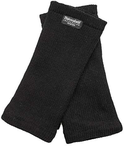 EEM Damen Strickhandschuhe Handgelenkwärmer Weiche Wolle 3M Thinsulate Thermofutter Praktisches Daumenloch, Schwarz, Einheitsgröße
