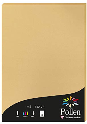 Clairefontaine 4279C Packung mit 50 Karten Pollen 120g, DIN A4, 21 x 29,7cm, Karamel