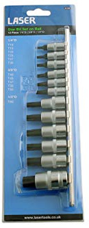 Laser 2196 Short Star Socket Bit Set 1/4D, 3/8D, 1/2D 12pc