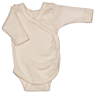 Engel Frühchen Wickelbody Langarm, Wolle Seide, Natur, Gr. 38-50
