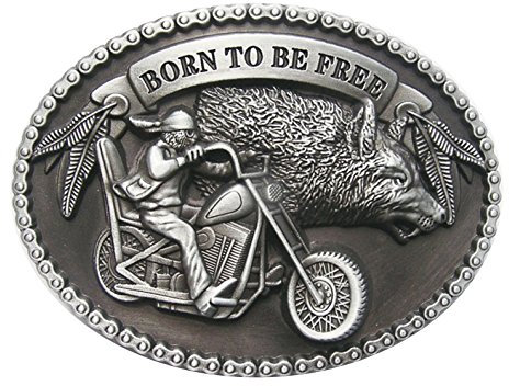 Schnalle123 Gürtelschnalle Motorrad Amerika Born to be free 3D Optik für Wechselgürtel Gürtel Schnalle Buckle Modell 178