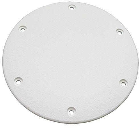 T-H Marine Designer Series Screw Down Deck Plates – Durable 6 Outer Diameter / 4.5 Cutout Hole - White, Non-Corrosive Marine Deck Access Solution with Textured Traction for Boats and RVs