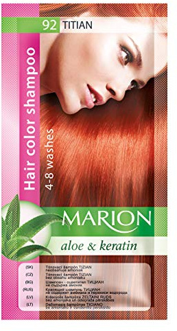 Marion Haarfärbe-Shampoo im Beutel, semi-dauerhafte Farbe, Haltbarkeit 4 bis 8 Wäschen, mit Aloe und Keratin