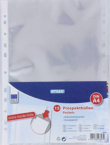 15 Prospekthüllen DIN A4 Klarsichthüllen mit extra starke Folie