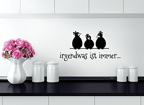 Grandora W1207 Wandtattoo Spruch Irgendwas ist Immer + Vögel schwarz (BxH) 80 x 40 cm