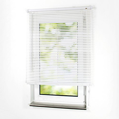 PVC Kunststoff Jalousie Kunststoffjalousie Weiß Lamellen Fenster Tür Rollo - Breite 40 bis 180 cm - Länge 160 und 220 cm Jalousette Plastik Lamellenjalousien (90 x 220 cm)