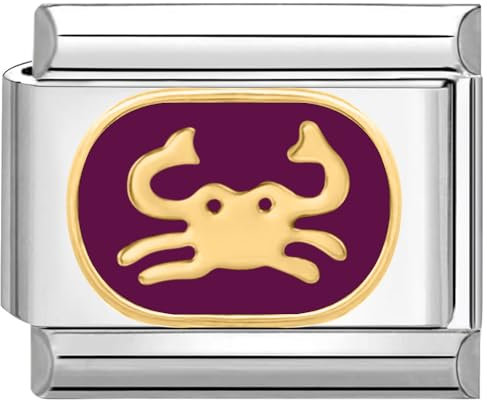 Quiges 9mm Italian Style Charm Modul aus Edelstahl Horoskop Krebs für italienische Armbänder