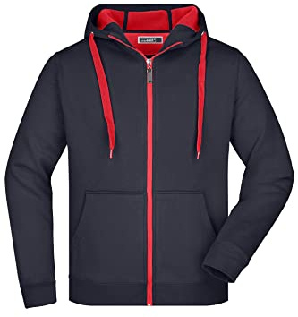 James & Nicholson Herren Bonding Jacke - Sportliche Kapuzenjacke mit Fleecefutter | Farbe: navy/red | Grösse: 3XL