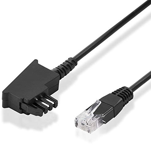 6 Meter Internet DSL Patch LAN Router Kabel, TAE-F Stecker auf RJ45 Stecker, Schwarz