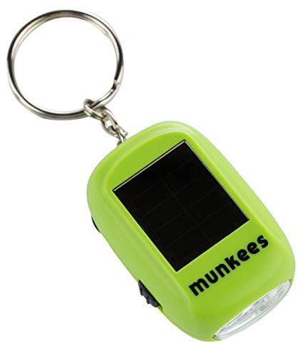 munkees Mini Solar Dynamo Taschenlampe, LED, Kurbel, Schlüsselanhänger, Schlüsselring (1 Stück)