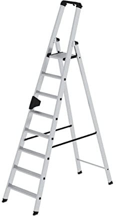 Aluminium-Stufen-Stehleiter einseitig begehbar 1 x 8 Stufen Arbeitshöhe bis ca. 4,00 m
