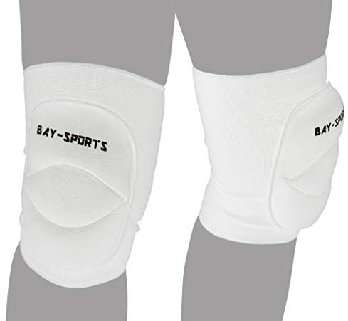 BAY Knee Attack Knieschoner Knieschützer 1 Paar Weiß Bandage-ähnliches Baumwoll-Polyestergewebe CE Stoff Damen Herren Erwachsene Kinder Mädchen Jungen Größe S/M (JR)