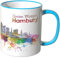 WANDKINGS® Tasse, Schriftzug Guten Morgen Hamburg! mit Skyline - BLAU