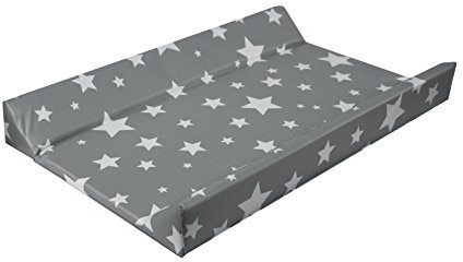 PLASTIMYR Cambiador de Bebe 80x50 cm con Bordes Acolchados - Colchón Cambiador Bebe Rígido Impermeable Fácil de Limpiar - Cambiadores para Comoda de la Habitacion del Bebé (Estrellas Blanco)