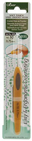 Clover 1025 Soft Touch Häkelnadel aus Stahl, 0,75 mm, andere, mehrfarbig, Verpackung kann variieren