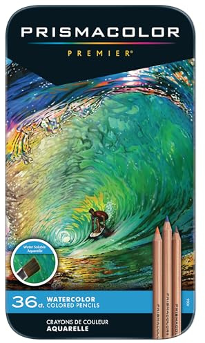 Prismacolor Premier Water-Soluble Colored Pencils, Watercolor Set, Assorted Colors, 36 Count - Adult Coloring, Art Supplies, Wet or Dry Use