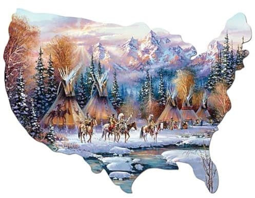 Bits and Pieces - 750 Piece Shaped Puzzle - Home of the Brave, Native American - by Artist Kirk Randle - 750 pc Jigsaw