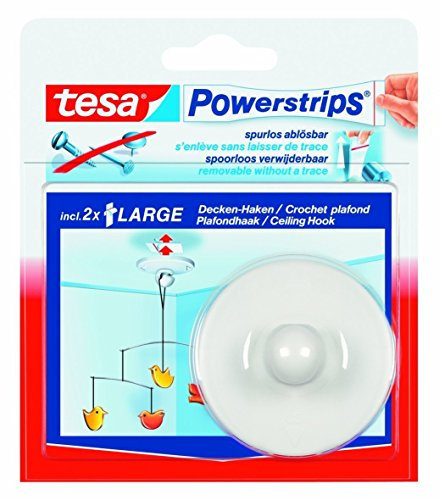 tesa Powerstrips 58029 Lot de 2 crochets de plafond Blanc