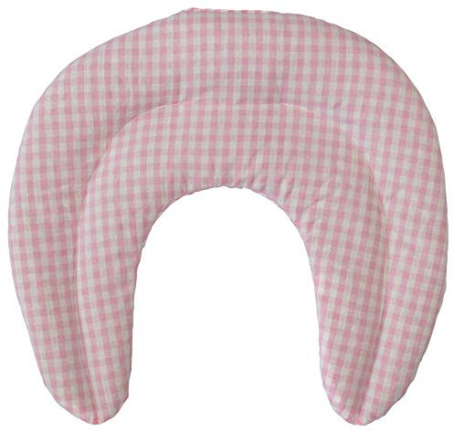 Traubenkern Nackenhörnchen mit Kammern Bio Stoff rosa-weiß - Traubenkernkissen - Nackenkissen - Wärmekissen für Nacken