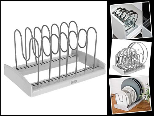 FiNeWaY@ Frying Fry PAN Glass Saucepan LID Rack Tidy Organiser Kitchen Drainer