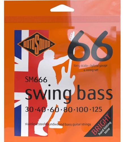 Rotosound Corde per basso elettrico SWING 66 STAINLESS SETS 6 corde SM666 Stainless Hybrid 30-125