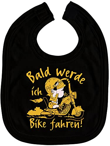 Babylätzchen mit Print - Bald werde ich Bike fahren - 07006 schwarz
