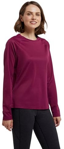 Mountain Warehouse Endurance Womens Top - Lightweight Ladies Top, Long Sleeve Tee, Quick Drying Tshirt, UV Protection Tee Shirt - for Spring Summer Travel Berry Women's Size 10