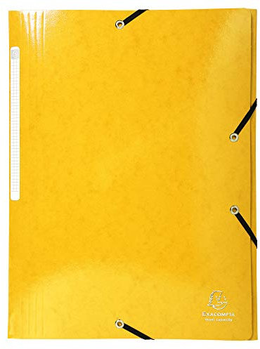 Exacompta 55828E Premium Einschlagmappe Iderama. Aus beschichteten Colorspan-Karton DIN A4 mit 2 Gummizügen und 3 Klappen Gelb Sammelmappe Dokumentenmappe