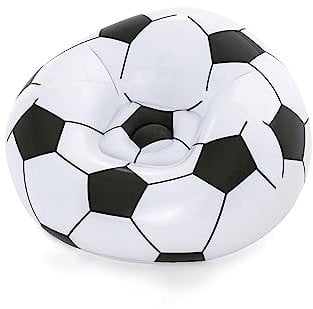 Bestway Up In & Over Beanless Soccer Ball Chair 114x112x66 cm, Fußball-Luftsessel, Schwarz/ Weiß