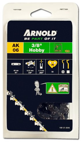 ARNOLD - Sägekette 3/8 Zoll Hobby, 1.3 mm, 56 Treibglieder, 40 cm Schwert; 1191-X1-0016