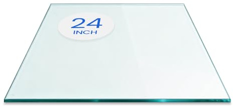 Dulles Glass 24 Square Glass Table Top, 1/4 Thick Clear Tempered Replacement Glass, Flat Polished Edge & Eased Corners for Coffee, Dining, Patio Tables & Furniture Protection