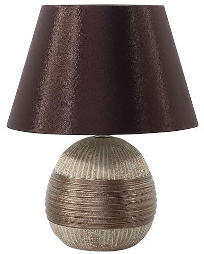 Tischleuchte Tischlampe Porzellan braun und beige 37 cm Kegelform Sado